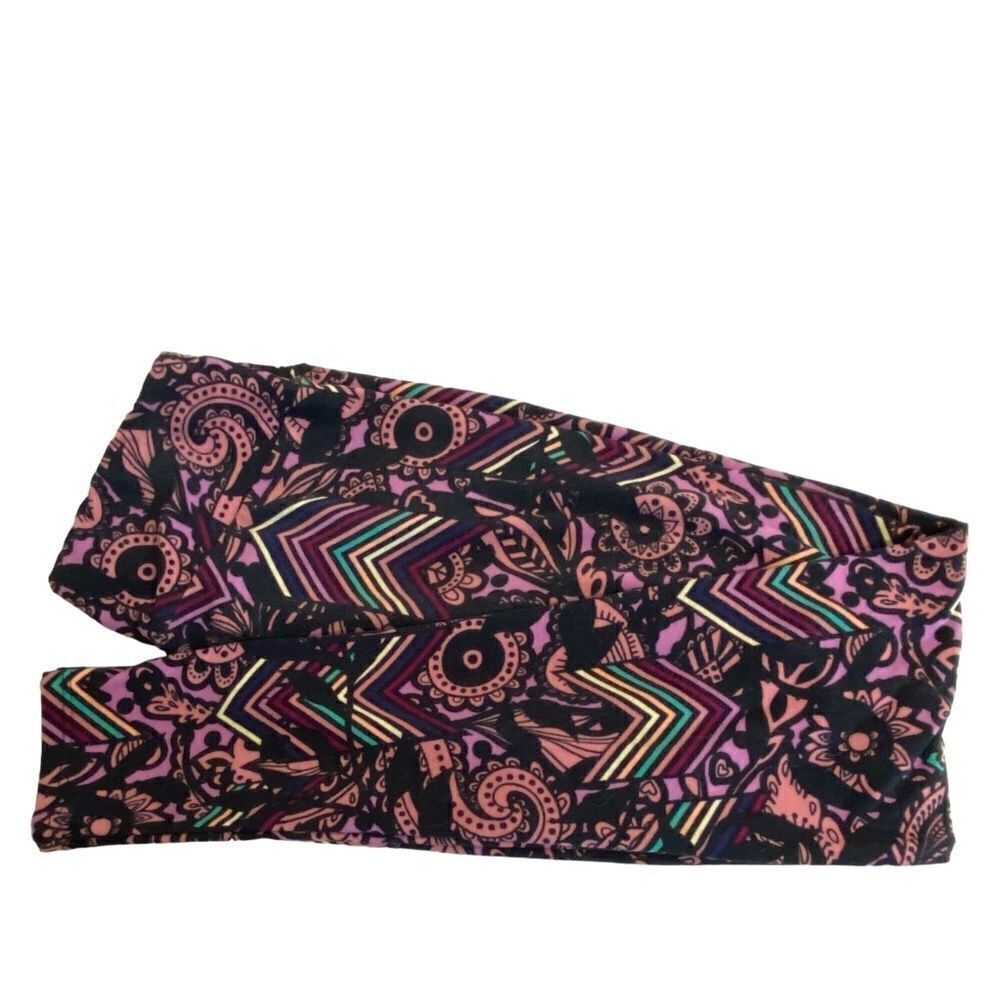 1410 LuLaRoe Leggings Size OS Mauve and Brown Geometric Print New